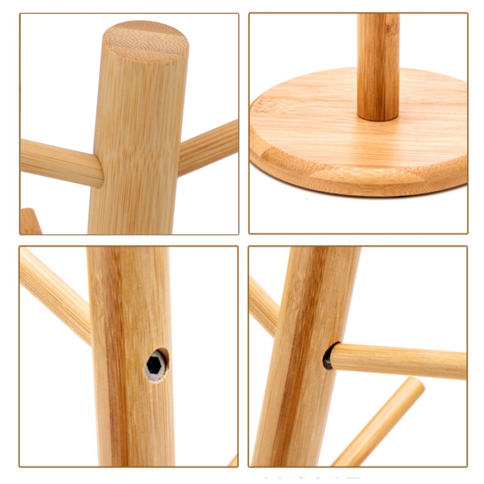 Coffee Cup Holder Space Saving Bamboo Coffee Mug Tree Rack Holder Organizer for Storage Display Drying Mugs V1294-YM0512-3118220298111