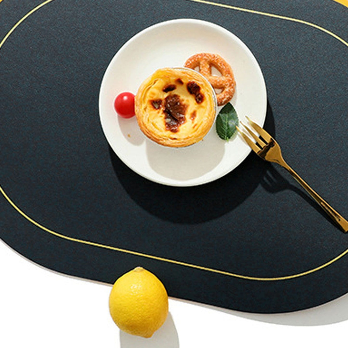 2Pcs Leather Oval Dining Food Mat Oil Proof Insulation Restaurant Table Home Hotel Non Slip Bowl Pad Placemat V1294-YM0512-3118220298211