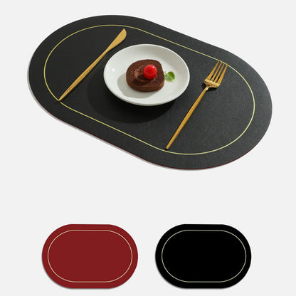 2Pcs Leather Oval Dining Food Mat Oil Proof Insulation Restaurant Table Home Hotel Non Slip Bowl Pad Placemat V1294-YM0512-3118220298211