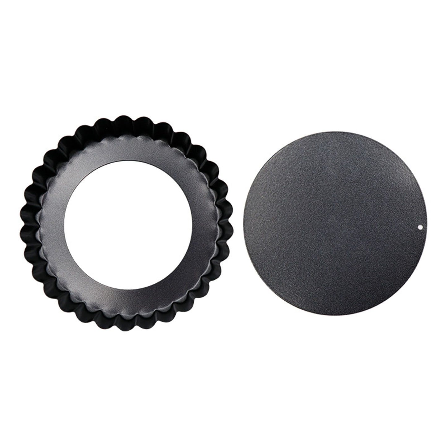 6PCS Removable Bottom Tart Pan Non Stick Coating Carbon Steel Black Quiche Pan for Kitchen V1294-YM0512-3118220298411
