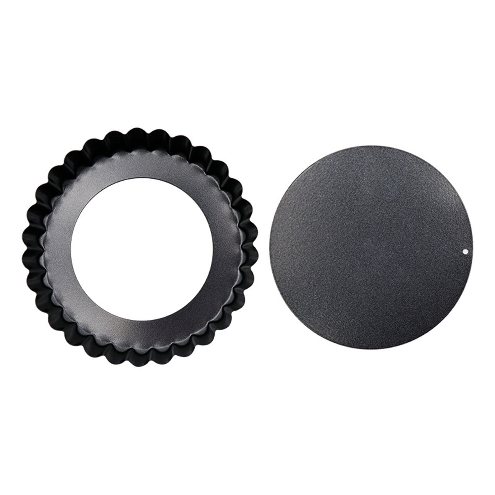 6PCS Removable Bottom Tart Pan Non Stick Coating Carbon Steel Black Quiche Pan for Kitchen V1294-YM0512-3118220298411