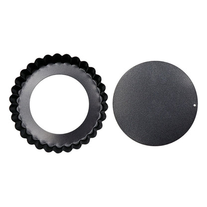 6PCS Removable Bottom Tart Pan Non Stick Coating Carbon Steel Black Quiche Pan for Kitchen V1294-YM0512-3118220298411