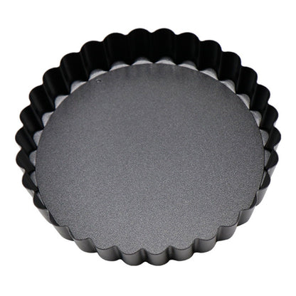 6PCS Removable Bottom Tart Pan Non Stick Coating Carbon Steel Black Quiche Pan for Kitchen V1294-YM0512-3118220298411