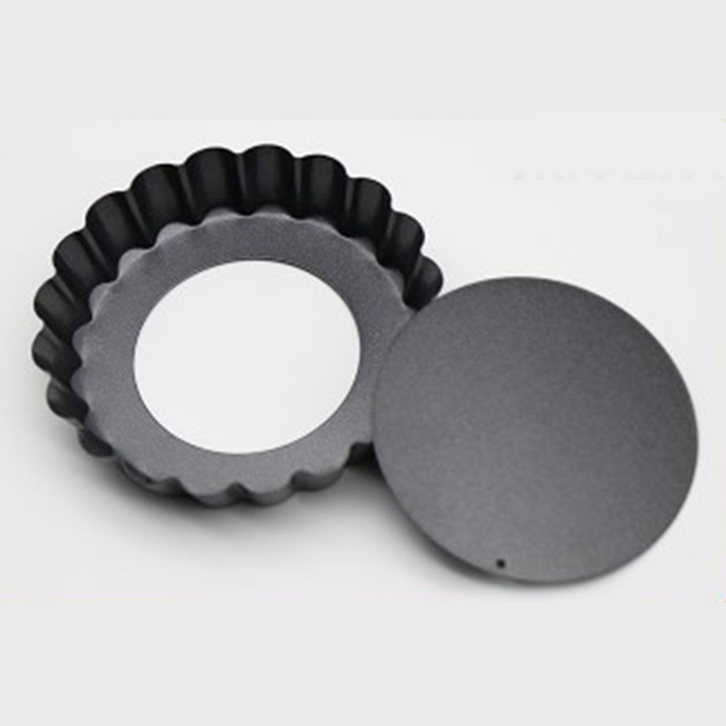 6PCS Removable Bottom Tart Pan Non Stick Coating Carbon Steel Black Quiche Pan for Kitchen V1294-YM0512-3118220298411