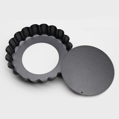 6PCS Removable Bottom Tart Pan Non Stick Coating Carbon Steel Black Quiche Pan for Kitchen V1294-YM0512-3118220298411