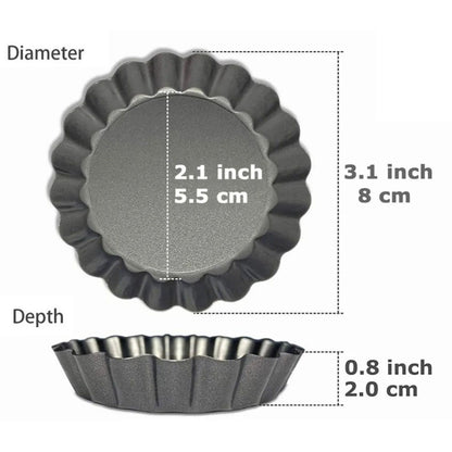 6PCS Removable Bottom Tart Pan Non Stick Coating Carbon Steel Black Quiche Pan for Kitchen V1294-YM0512-3118220298411