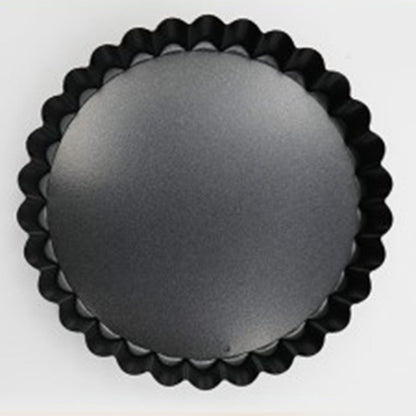 6PCS Removable Bottom Tart Pan Non Stick Coating Carbon Steel Black Quiche Pan for Kitchen V1294-YM0512-3118220298411