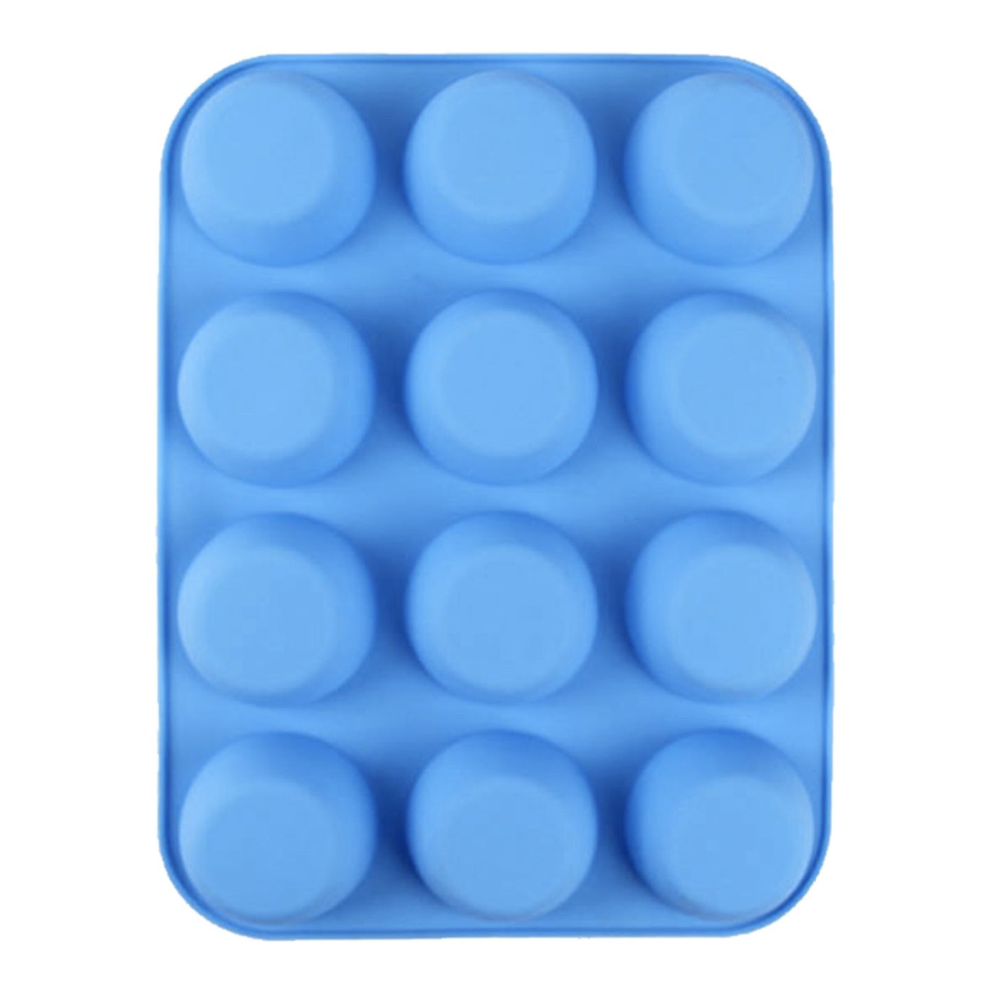 12 Cupcake Pan Soft Silicone Round Shape Easy Release Muffin Pan for Cupcake Muffin Gelatin Soap Candle Blue V1294-YM0512-3118220299312