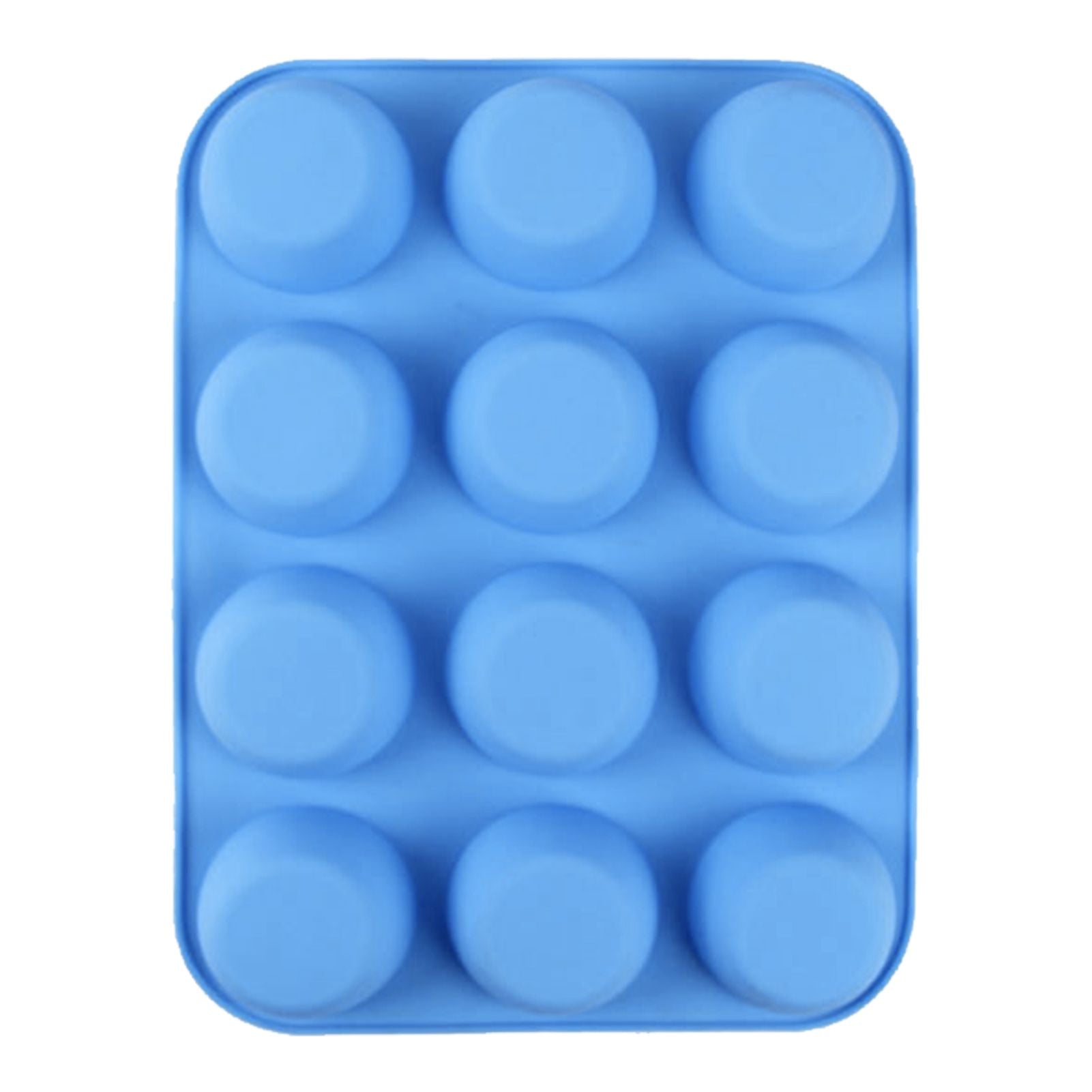 12 Cupcake Pan Soft Silicone Round Shape Easy Release Muffin Pan for Cupcake Muffin Gelatin Soap Candle Blue V1294-YM0512-3118220299312