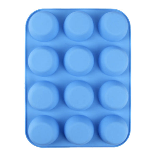 12 Cupcake Pan Soft Silicone Round Shape Easy Release Muffin Pan for Cupcake Muffin Gelatin Soap Candle Blue V1294-YM0512-3118220299312