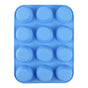 12 Cupcake Pan Soft Silicone Round Shape Easy Release Muffin Pan for Cupcake Muffin Gelatin Soap Candle Blue V1294-YM0512-3118220299312