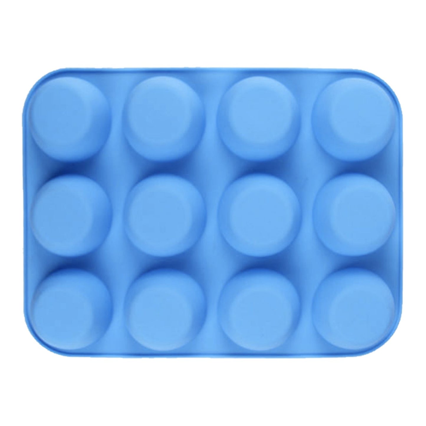 12 Cupcake Pan Soft Silicone Round Shape Easy Release Muffin Pan for Cupcake Muffin Gelatin Soap Candle Blue V1294-YM0512-3118220299312