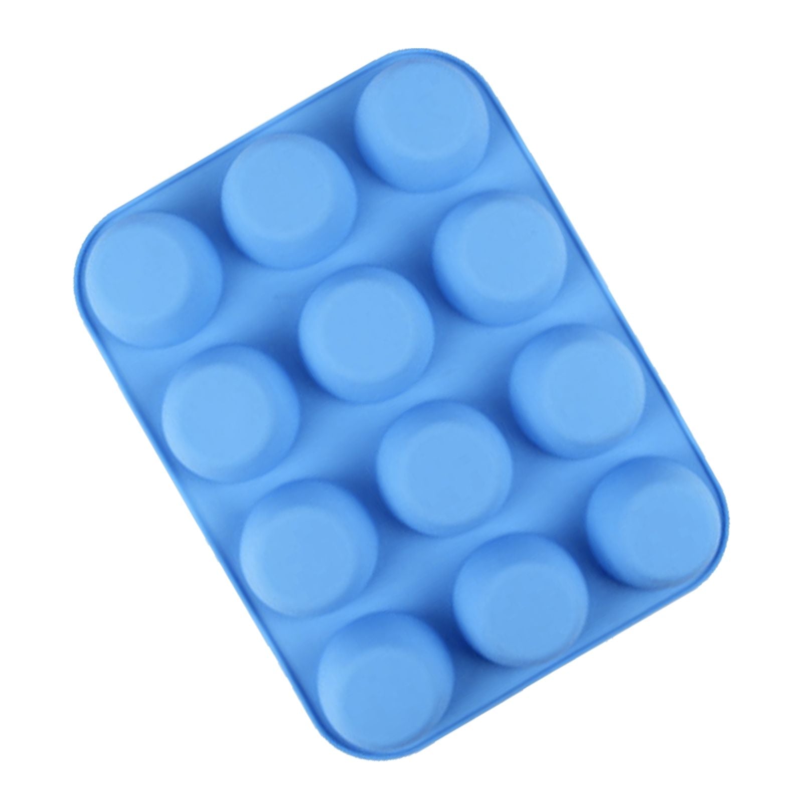 12 Cupcake Pan Soft Silicone Round Shape Easy Release Muffin Pan for Cupcake Muffin Gelatin Soap Candle Blue V1294-YM0512-3118220299312