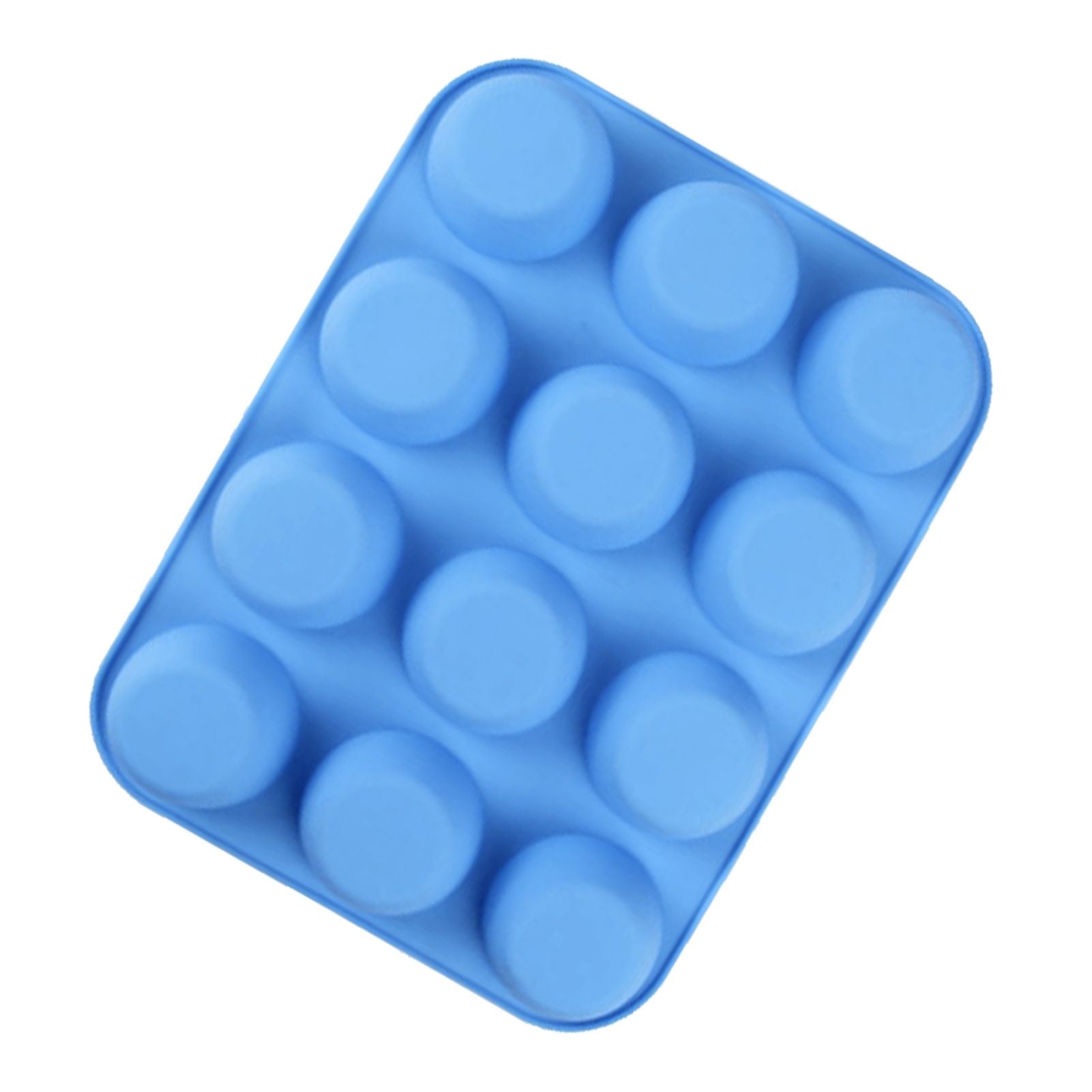 12 Cupcake Pan Soft Silicone Round Shape Easy Release Muffin Pan for Cupcake Muffin Gelatin Soap Candle Blue V1294-YM0512-3118220299312