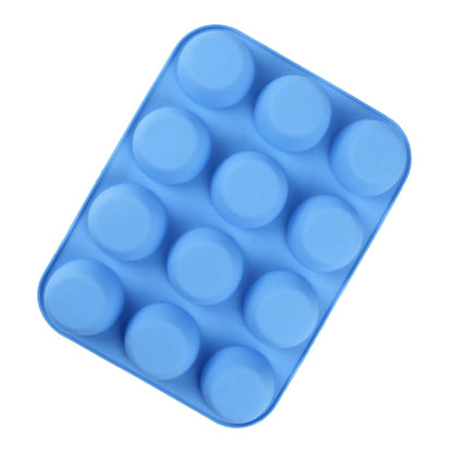 12 Cupcake Pan Soft Silicone Round Shape Easy Release Muffin Pan for Cupcake Muffin Gelatin Soap Candle Blue V1294-YM0512-3118220299312