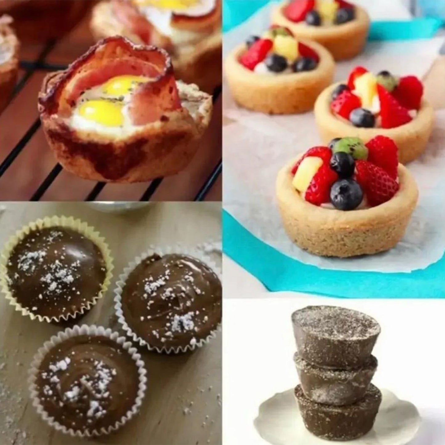 12 Cupcake Pan Soft Silicone Round Shape Easy Release Muffin Pan for Cupcake Muffin Gelatin Soap Candle Blue V1294-YM0512-3118220299312