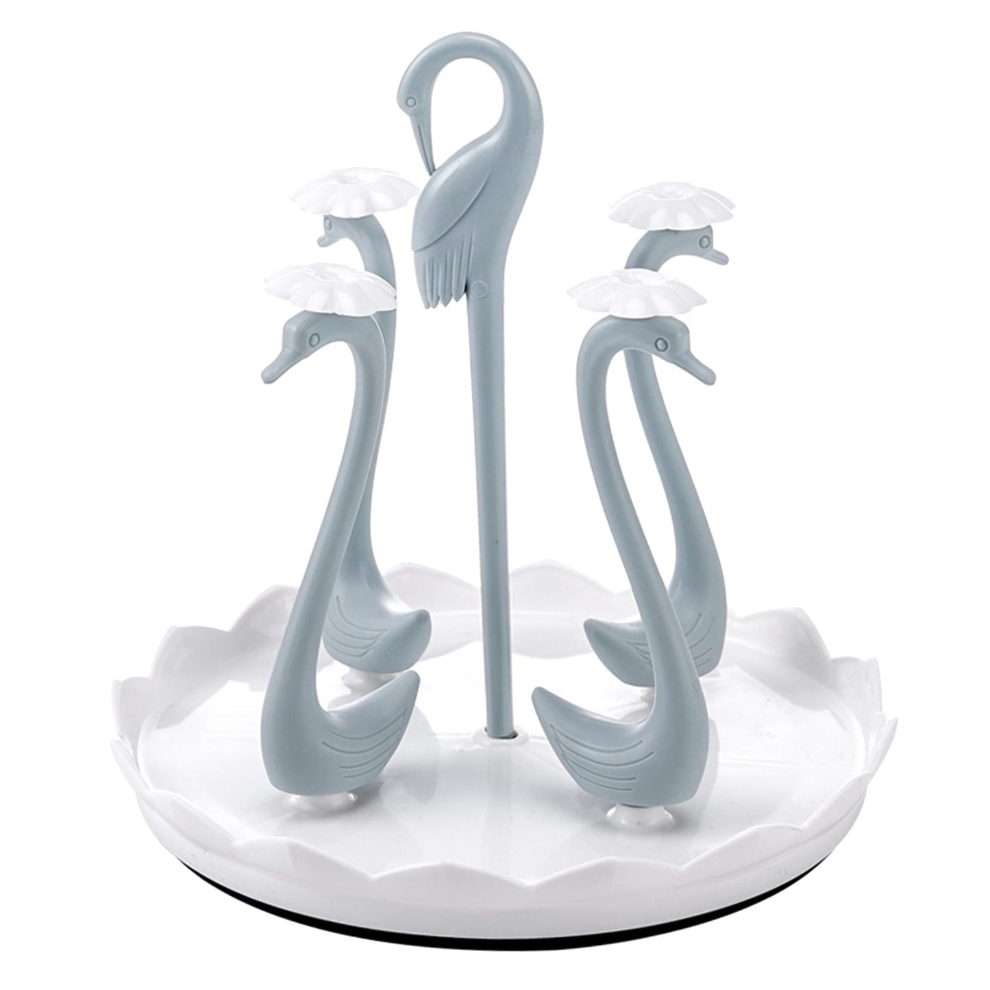 Swan Cup Holder with Rotating Drip Tray Plastic Rotatable Drinking Cup Drainer Stand Rack for Home Kitchen V1294-YM0512-3118220299412