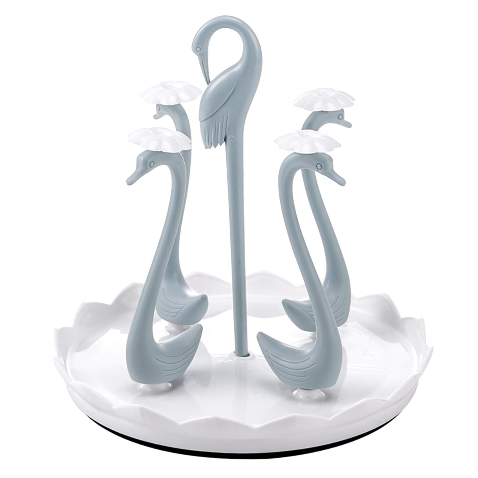 Swan Cup Holder with Rotating Drip Tray Plastic Rotatable Drinking Cup Drainer Stand Rack for Home Kitchen V1294-YM0512-3118220299412