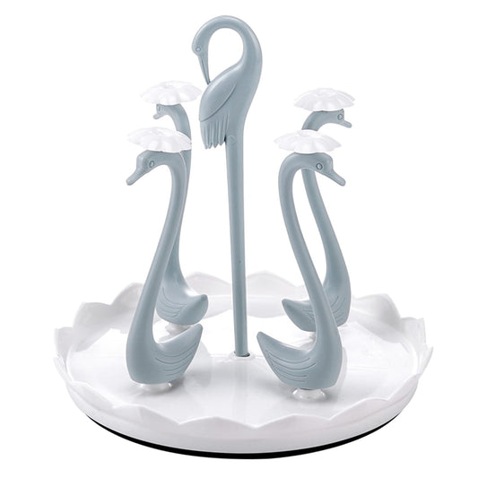 Swan Cup Holder with Rotating Drip Tray Plastic Rotatable Drinking Cup Drainer Stand Rack for Home Kitchen V1294-YM0512-3118220299412