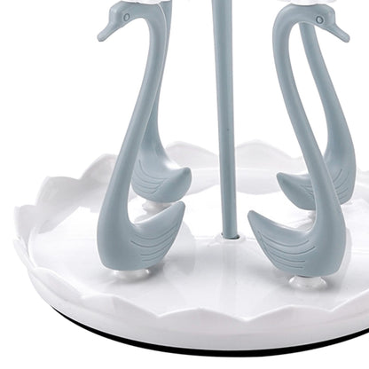 Swan Cup Holder with Rotating Drip Tray Plastic Rotatable Drinking Cup Drainer Stand Rack for Home Kitchen V1294-YM0512-3118220299412