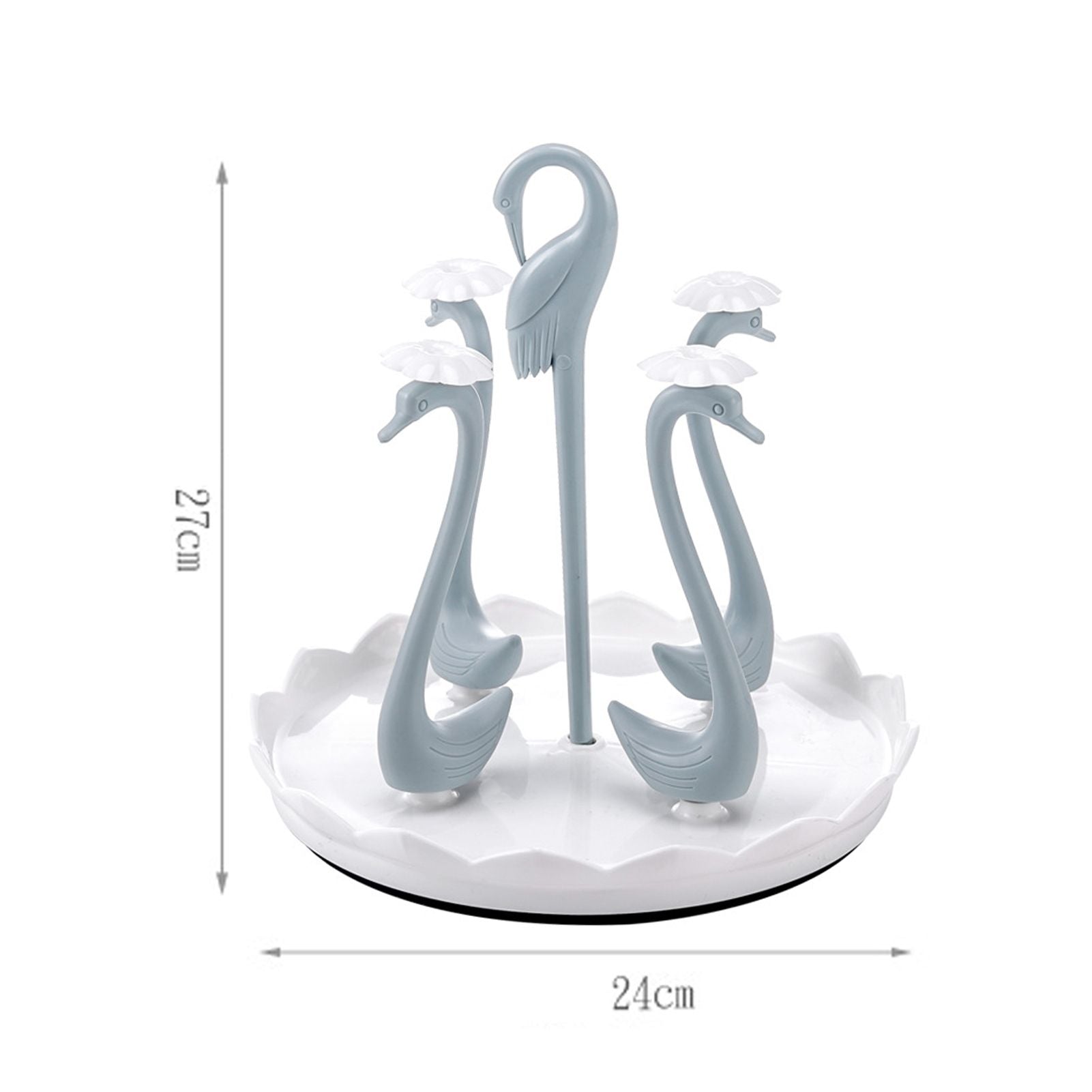 Swan Cup Holder with Rotating Drip Tray Plastic Rotatable Drinking Cup Drainer Stand Rack for Home Kitchen V1294-YM0512-3118220299412