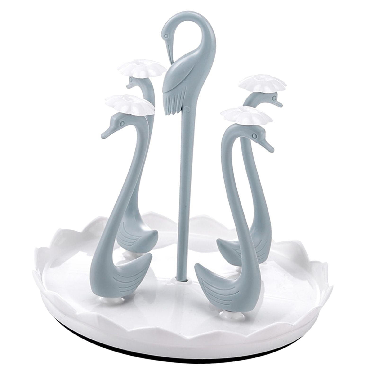 Swan Cup Holder with Rotating Drip Tray Plastic Rotatable Drinking Cup Drainer Stand Rack for Home Kitchen V1294-YM0512-3118220299412