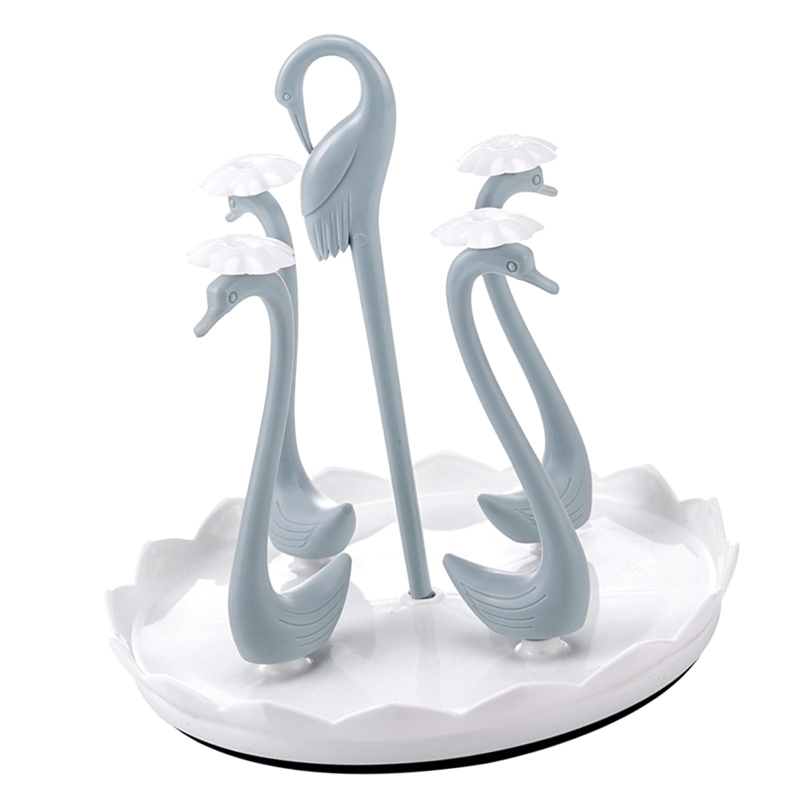 Swan Cup Holder with Rotating Drip Tray Plastic Rotatable Drinking Cup Drainer Stand Rack for Home Kitchen V1294-YM0512-3118220299412