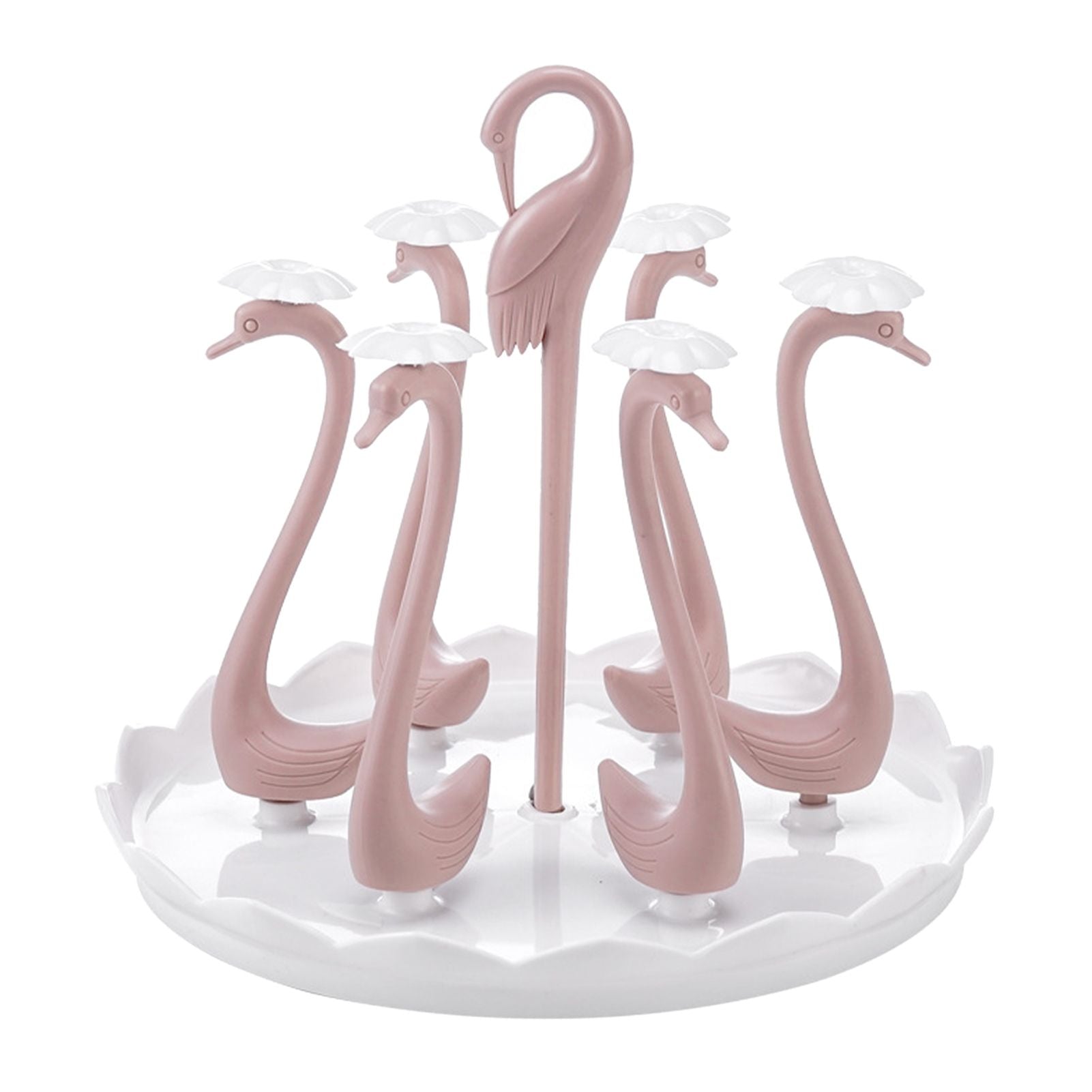 Swan Cup Holder with Rotating Drip Tray Plastic Rotatable Drinking Cup Drainer Stand Rack for Home Kitchen V1294-YM0512-3118220299413