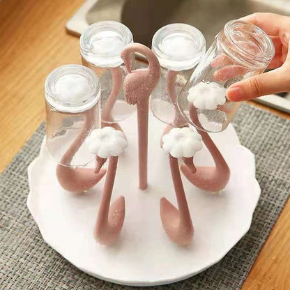 Swan Cup Holder with Rotating Drip Tray Plastic Rotatable Drinking Cup Drainer Stand Rack for Home Kitchen V1294-YM0512-3118220299413