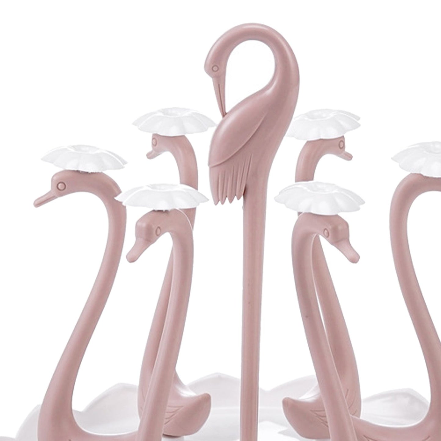 Swan Cup Holder with Rotating Drip Tray Plastic Rotatable Drinking Cup Drainer Stand Rack for Home Kitchen V1294-YM0512-3118220299413