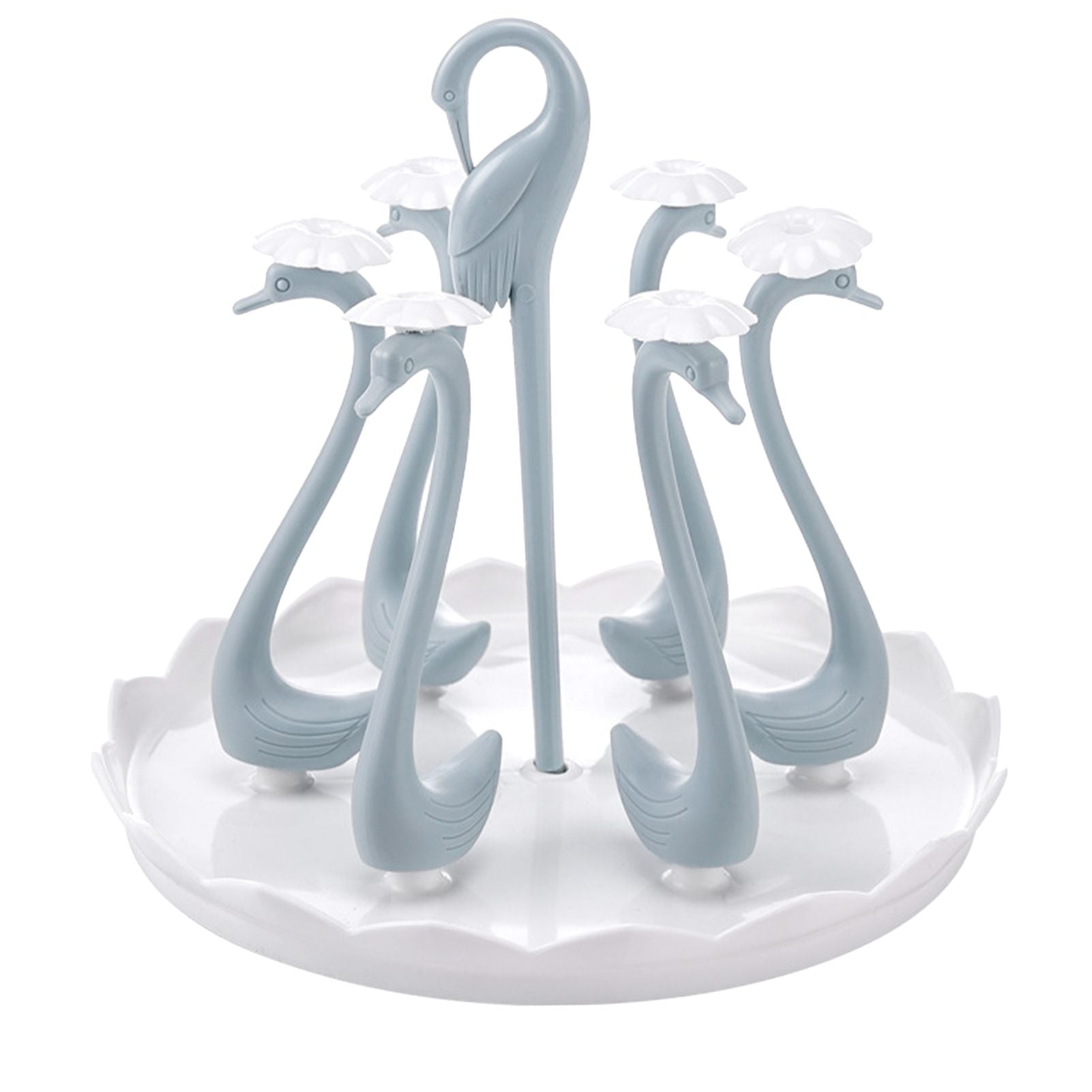 Swan Cup Holder with Rotating Drip Tray Plastic Rotatable Drinking Cup Drainer Stand Rack for Home Kitchen V1294-YM0512-3118220299414
