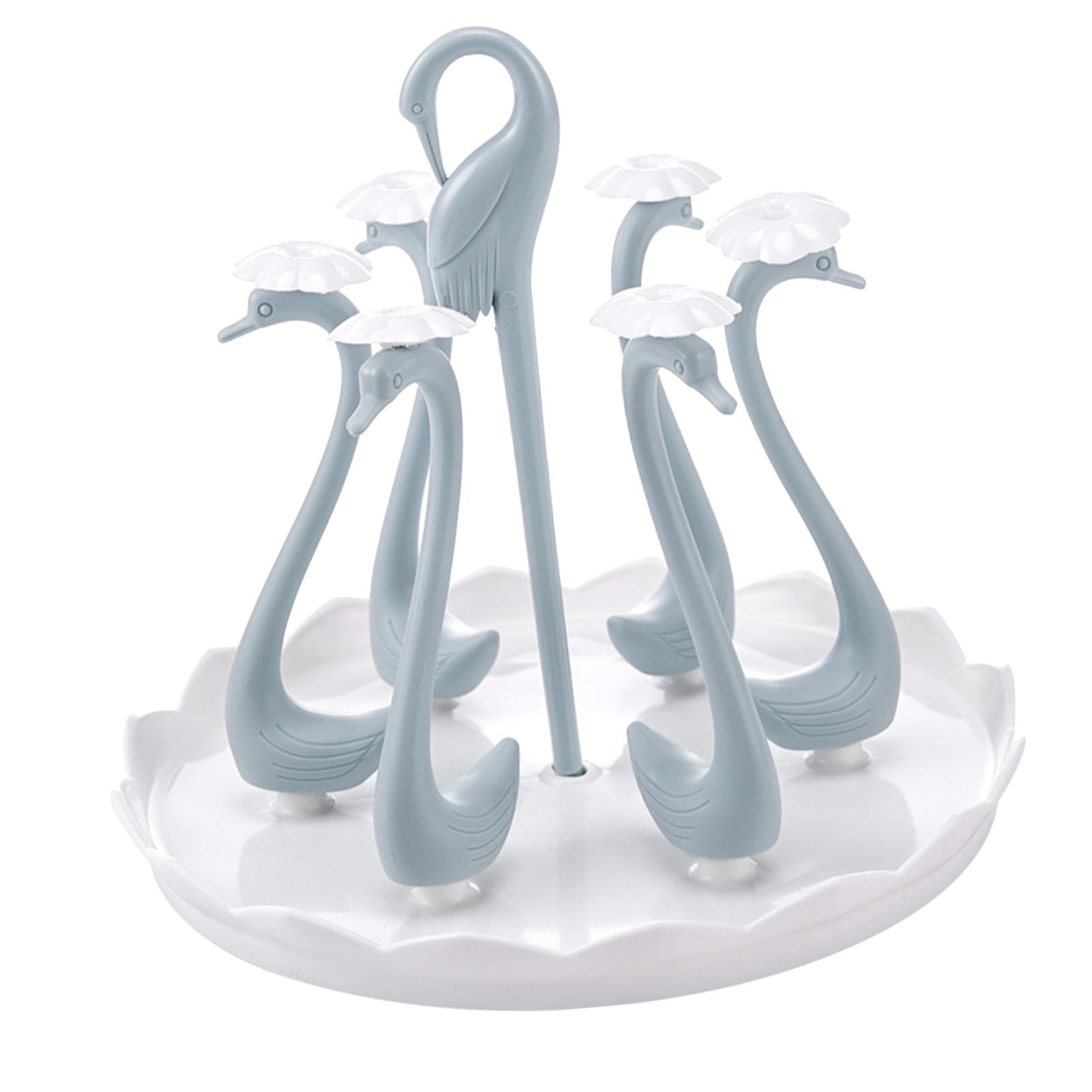 Swan Cup Holder with Rotating Drip Tray Plastic Rotatable Drinking Cup Drainer Stand Rack for Home Kitchen V1294-YM0512-3118220299414