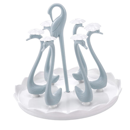 Swan Cup Holder with Rotating Drip Tray Plastic Rotatable Drinking Cup Drainer Stand Rack for Home Kitchen V1294-YM0512-3118220299414