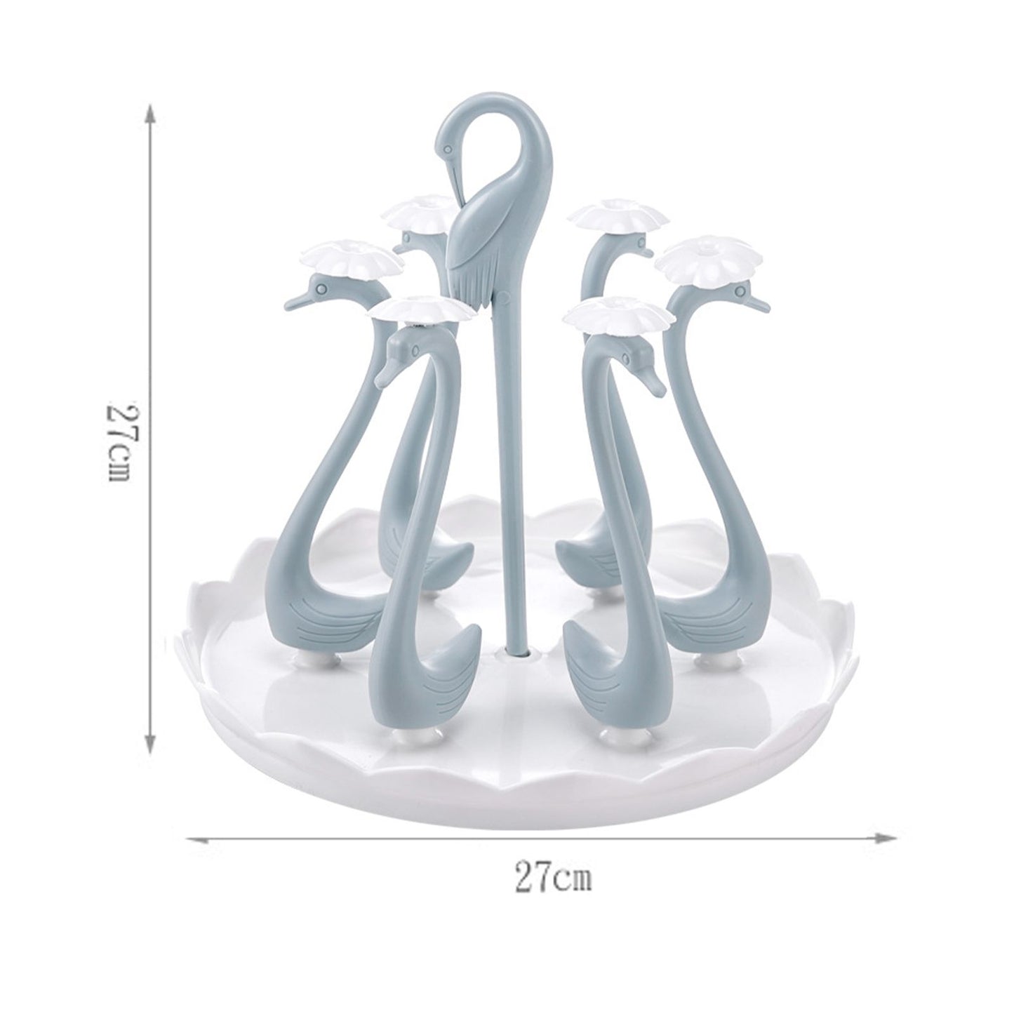 Swan Cup Holder with Rotating Drip Tray Plastic Rotatable Drinking Cup Drainer Stand Rack for Home Kitchen V1294-YM0512-3118220299414