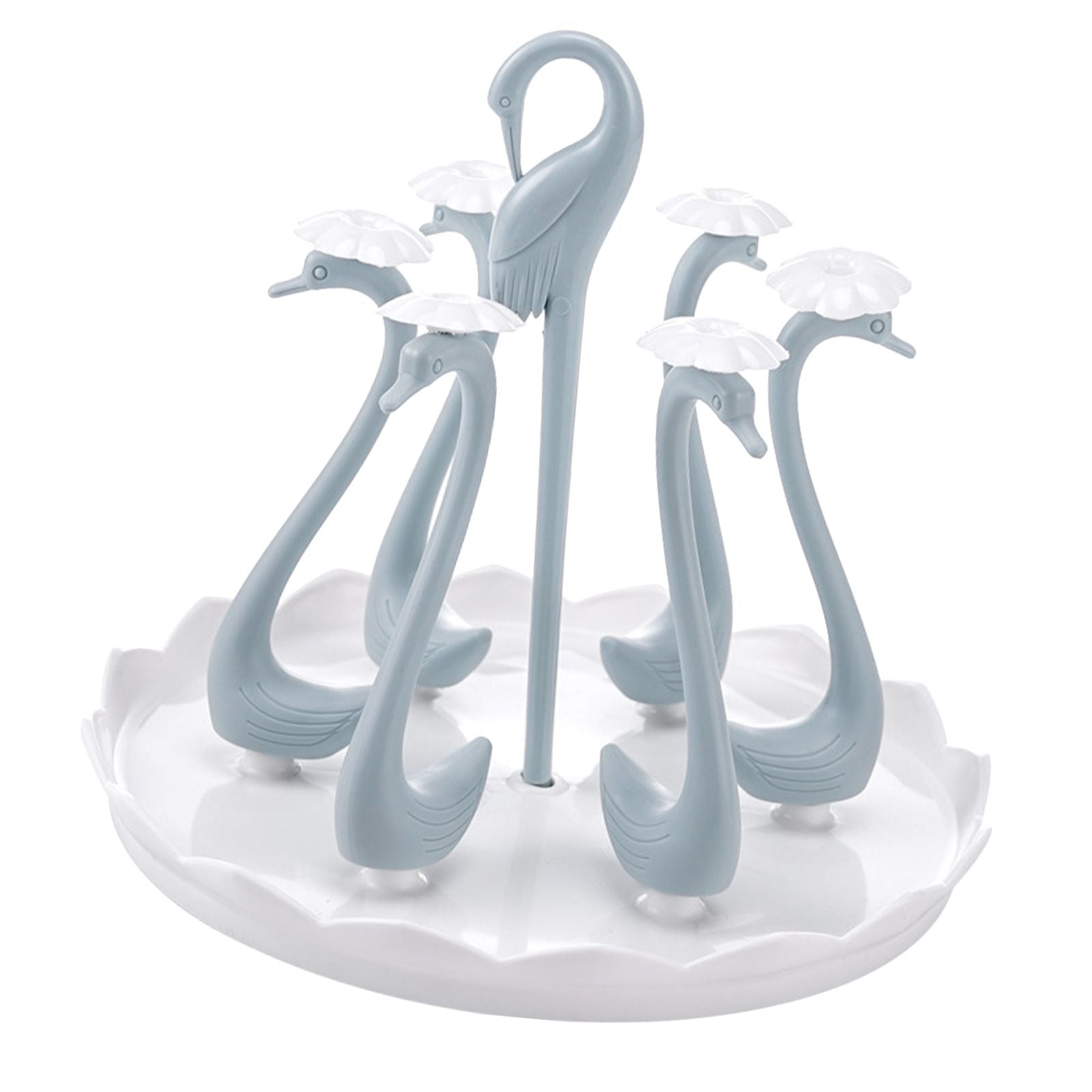 Swan Cup Holder with Rotating Drip Tray Plastic Rotatable Drinking Cup Drainer Stand Rack for Home Kitchen V1294-YM0512-3118220299414