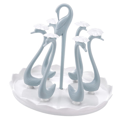 Swan Cup Holder with Rotating Drip Tray Plastic Rotatable Drinking Cup Drainer Stand Rack for Home Kitchen V1294-YM0512-3118220299414
