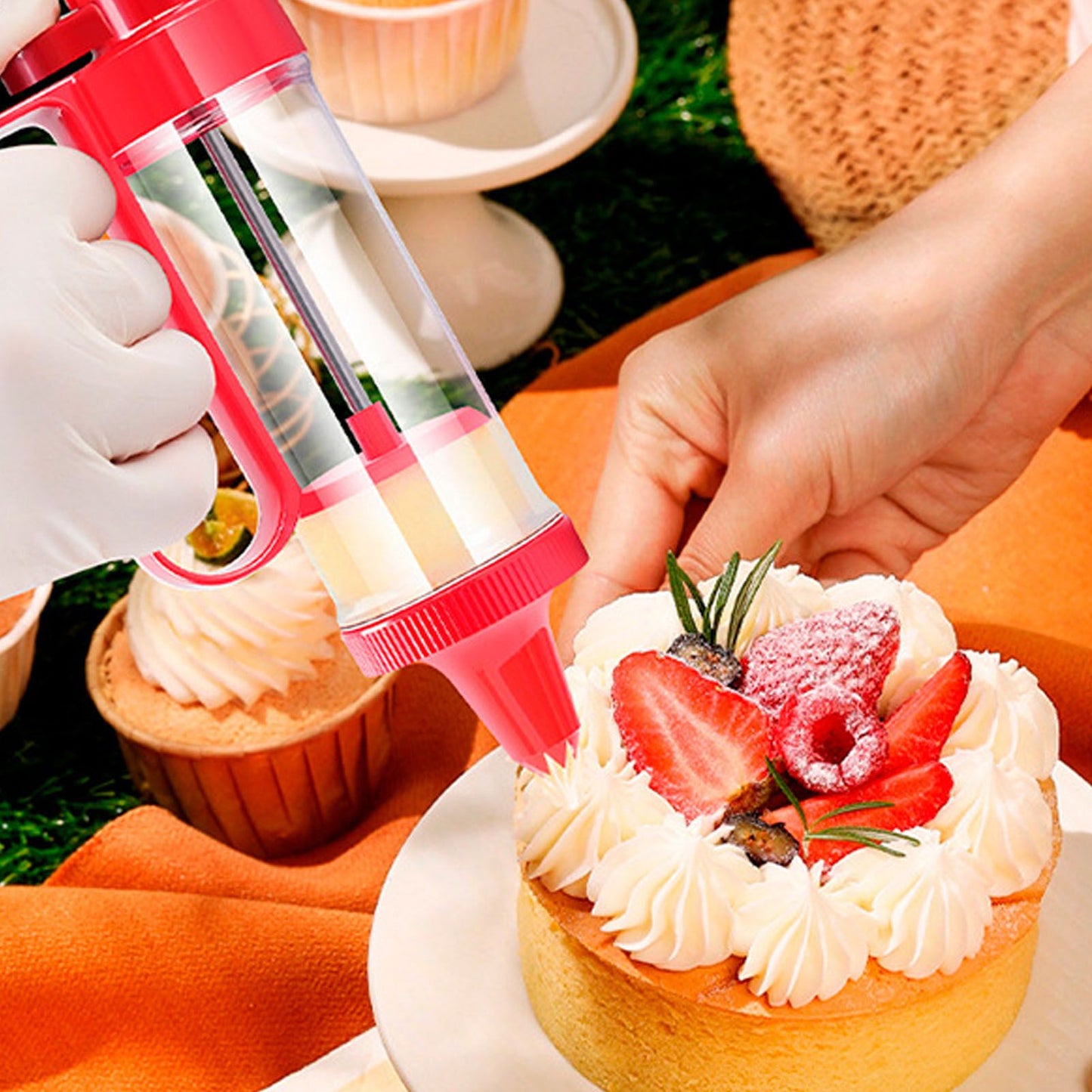 Biscuits Press Gun Kit Transparent Tube Food Grade Odorless Safe Biscuits Maker Press Machine Red V1294-YM0512-3118220299911