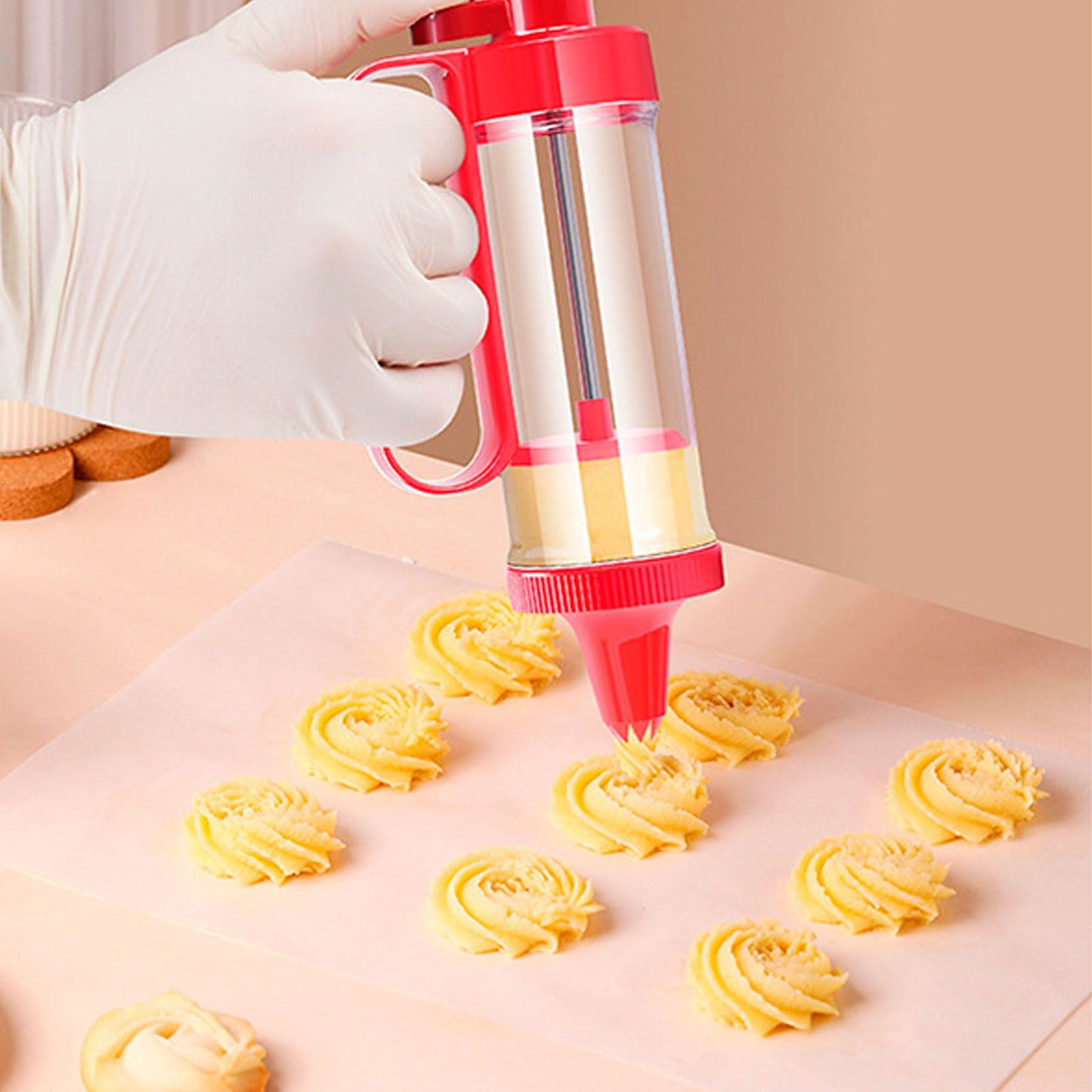Biscuits Press Gun Kit Transparent Tube Food Grade Odorless Safe Biscuits Maker Press Machine Red V1294-YM0512-3118220299911