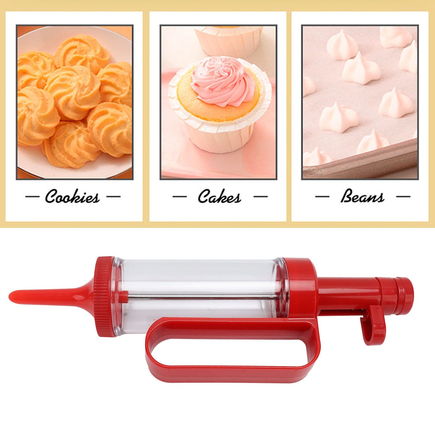 Biscuits Press Gun Kit Transparent Tube Food Grade Odorless Safe Biscuits Maker Press Machine Red V1294-YM0512-3118220299911