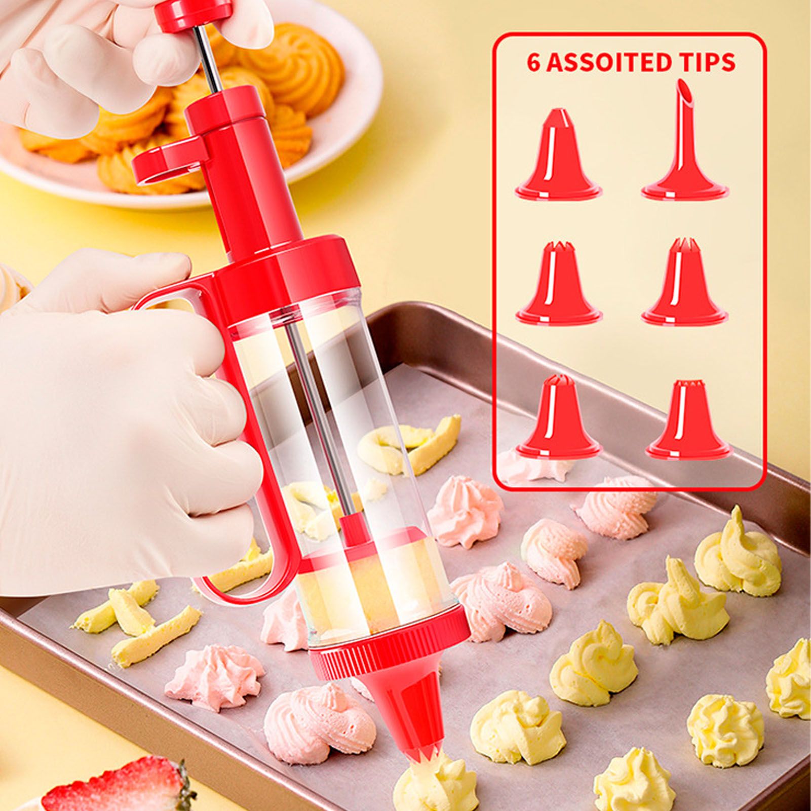 Biscuits Press Gun Kit Transparent Tube Food Grade Odorless Safe Biscuits Maker Press Machine Red V1294-YM0512-3118220299911