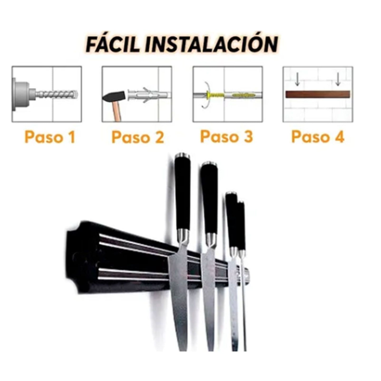 Magnetic Knife Holder Modern Simple Design Multi Use Wall Mount Knife Strip 38cm V1294-YM0512-3118220300211
