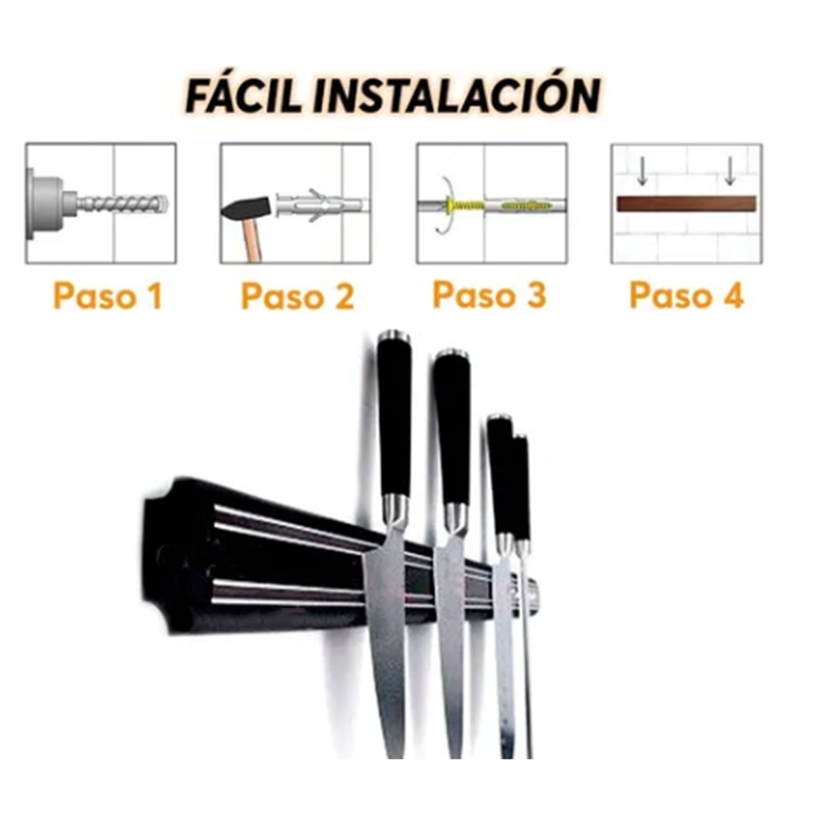 Magnetic Knife Holder Modern Simple Design Multi Use Wall Mount Knife Strip 38cm V1294-YM0512-3118220300211