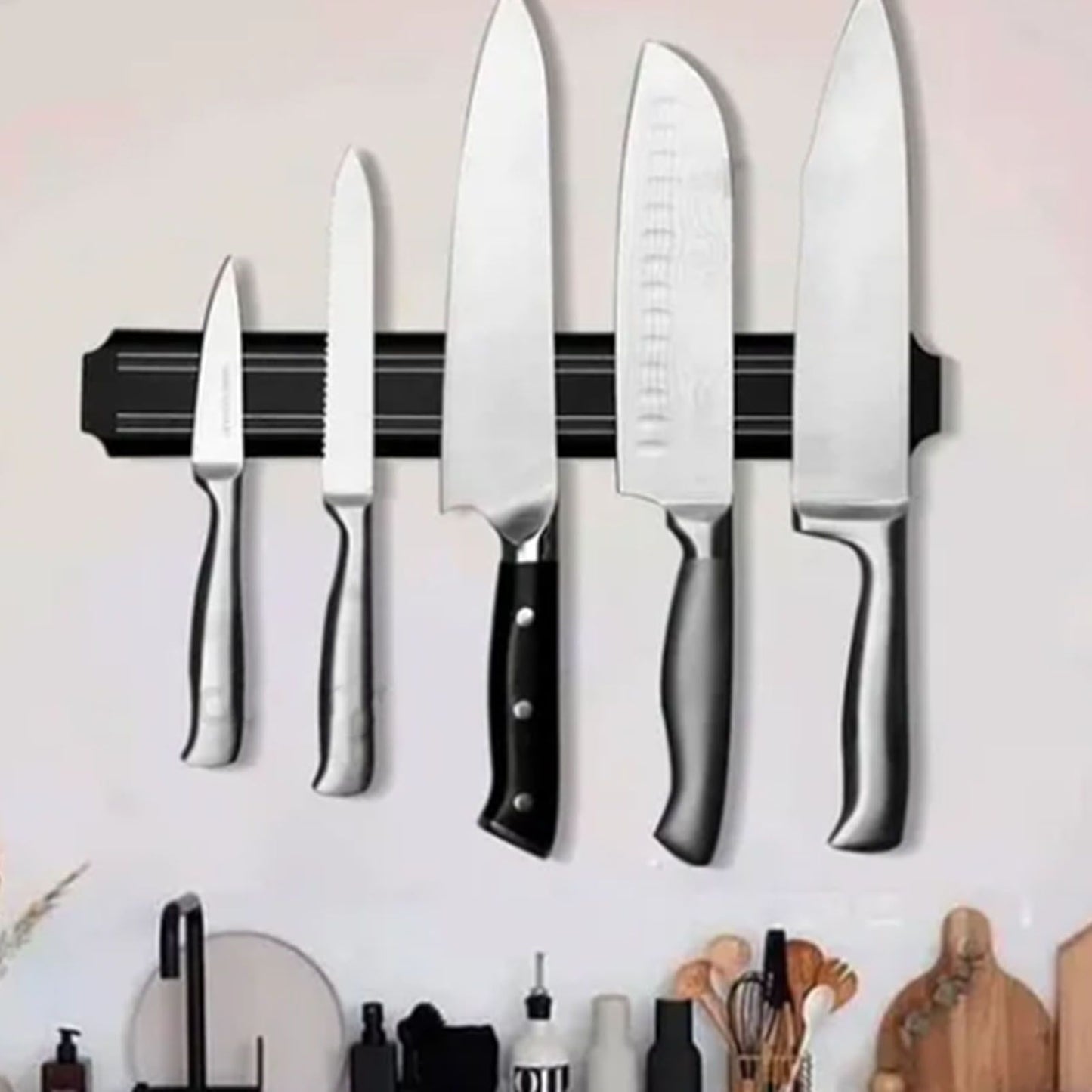 Magnetic Knife Holder Modern Simple Design Multi Use Wall Mount Knife Strip 38cm V1294-YM0512-3118220300211