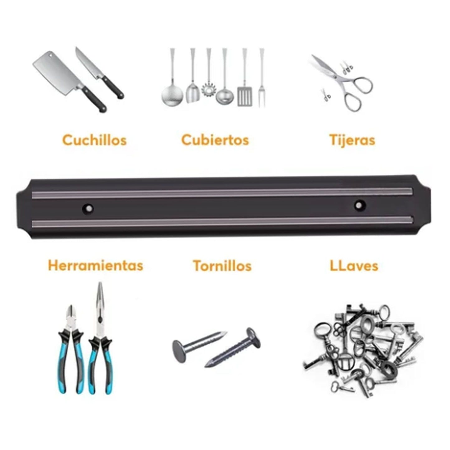 Magnetic Knife Holder Modern Simple Design Multi Use Wall Mount Knife Strip 38cm V1294-YM0512-3118220300211