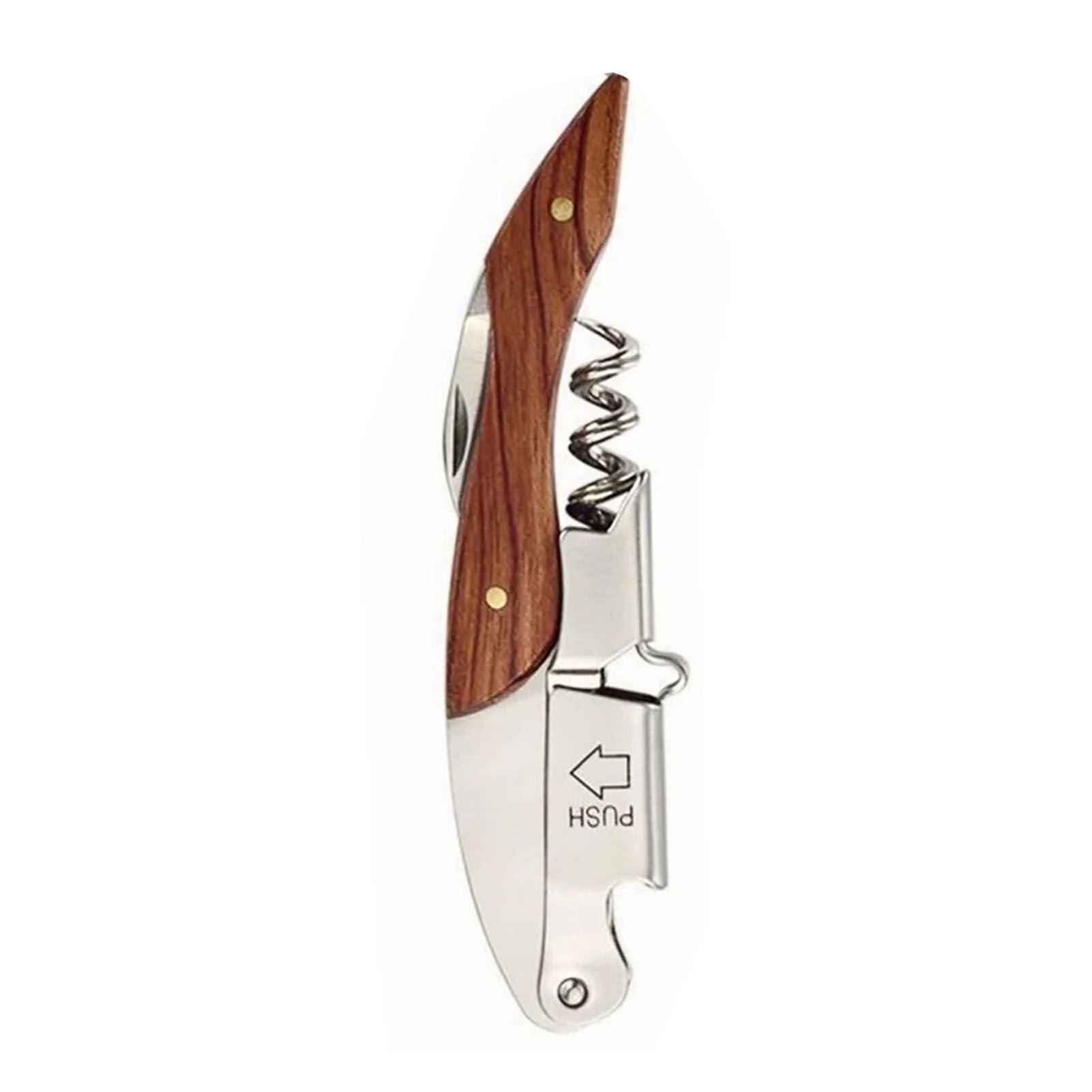 Wine Bottle Opener Corkscrew Stainless Steel Wood Easy Grip Portable Tool for Home V1294-YM0512-3118220301411