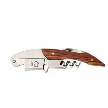 Wine Bottle Opener Corkscrew Stainless Steel Wood Easy Grip Portable Tool for Home V1294-YM0512-3118220301411