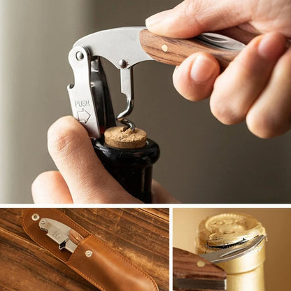 Wine Bottle Opener Corkscrew Stainless Steel Wood Easy Grip Portable Tool for Home V1294-YM0512-3118220301411