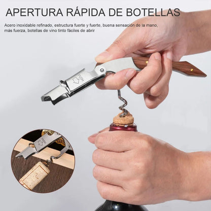 Wine Bottle Opener Corkscrew Stainless Steel Wood Easy Grip Portable Tool for Home V1294-YM0512-3118220301411