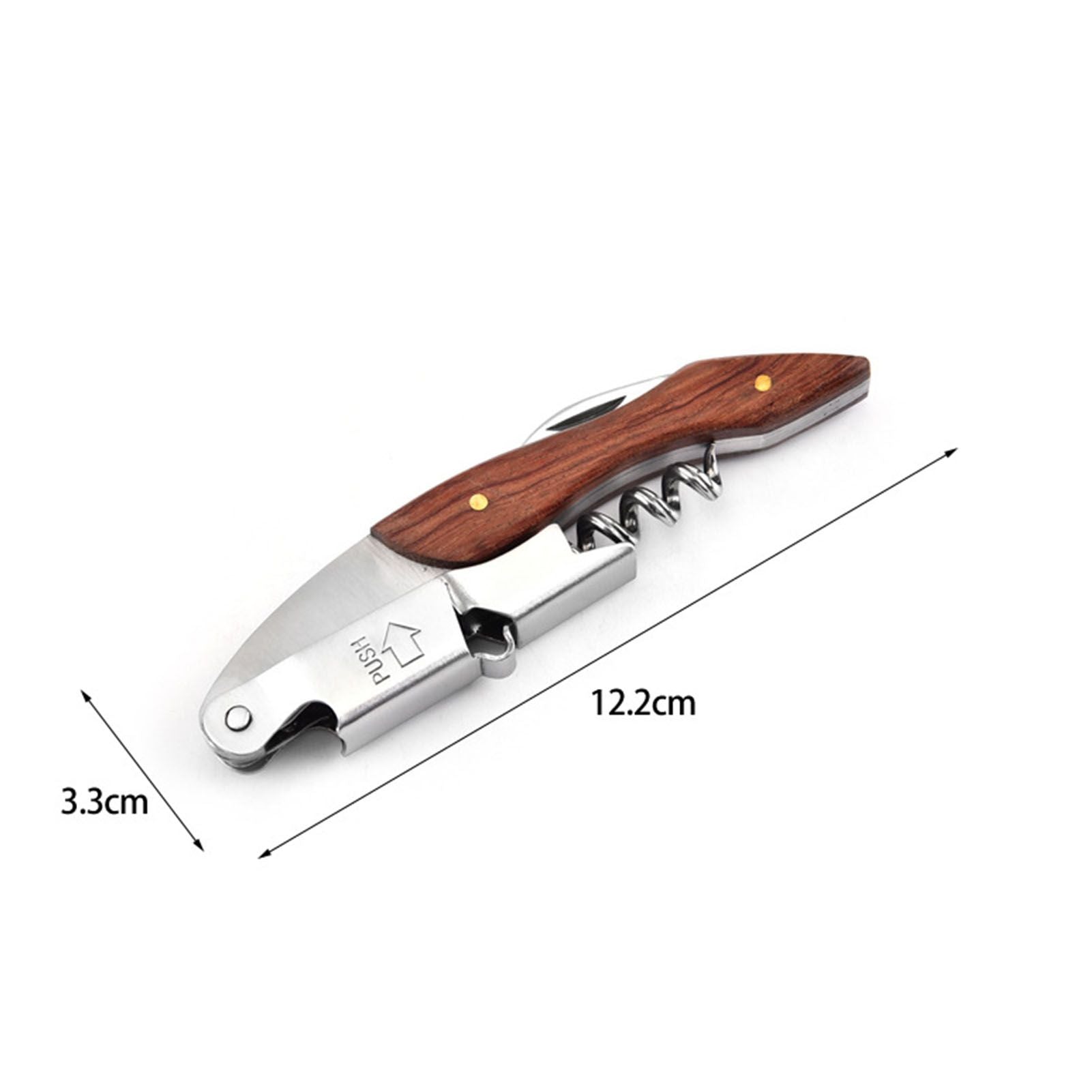 Wine Bottle Opener Corkscrew Stainless Steel Wood Easy Grip Portable Tool for Home V1294-YM0512-3118220301411
