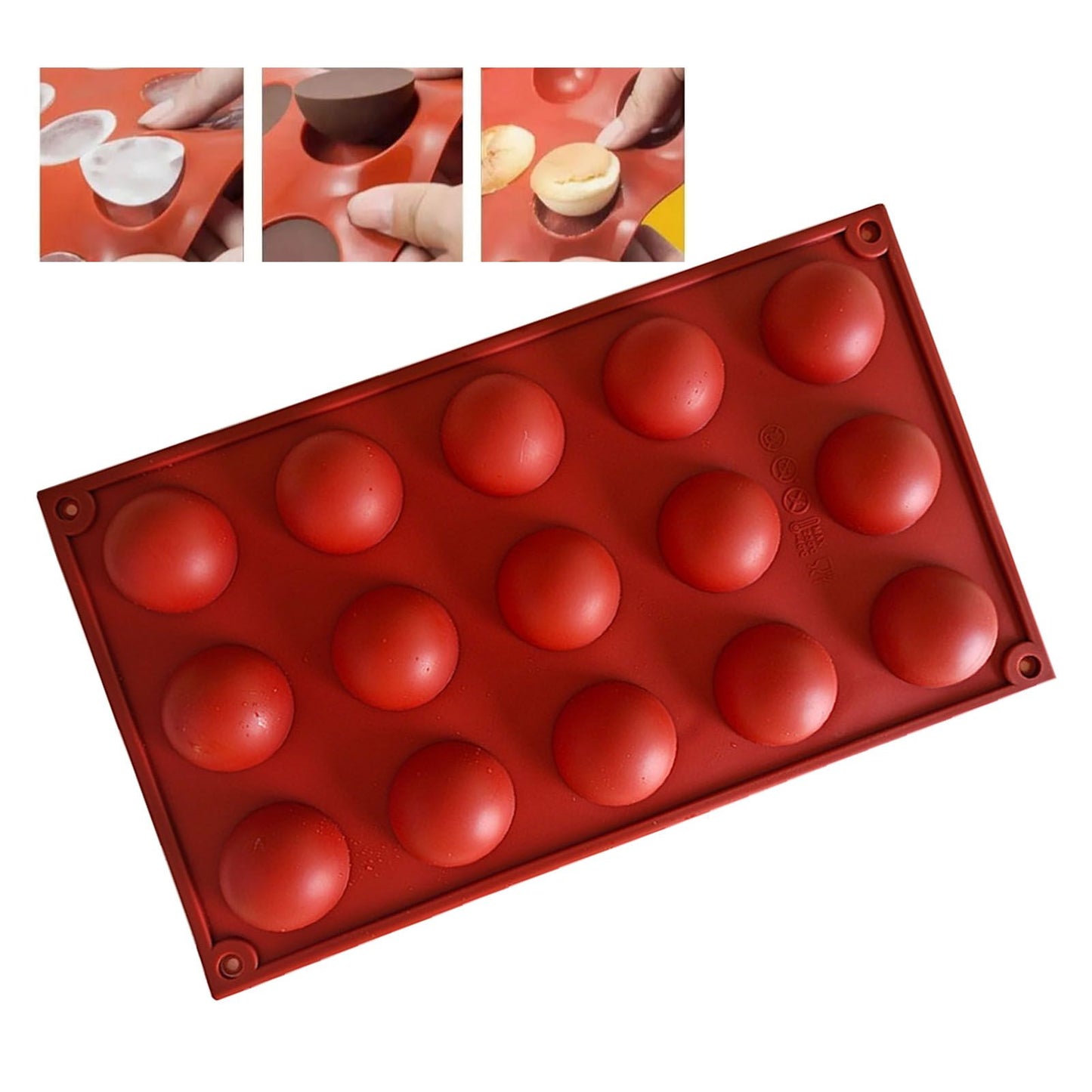 Semi Sphere Mold 15 Holes Silicone Semicircle Baking Mold for Cake Chocolate Mousse V1294-YM0512-3118220301511